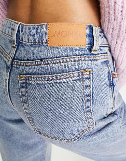 Monki - Moop - Jeans met rechte pijpen en lage taille in lichtblauw, 3 van 5