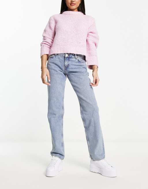 Monki - Moop - Jeans met rechte pijpen en lage taille in lichtblauw, 4 van 5