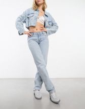 Rebellious Fashion jeans with contrast detail in blue