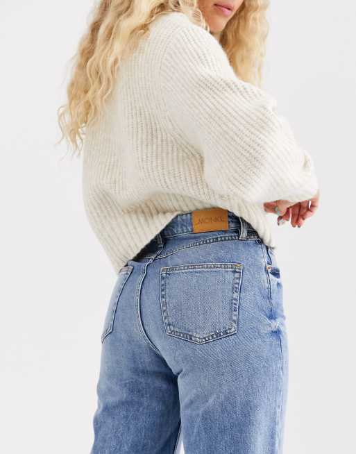 Monki - Mozik - Jeans a fondo ampio in cotone blu vintage - MBLUE, 3 di 4