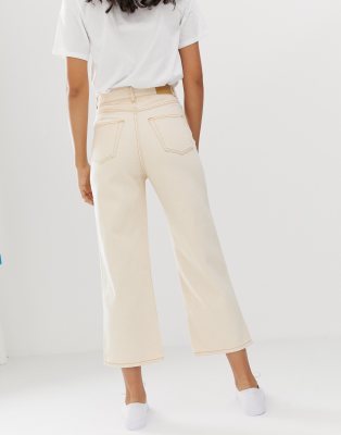 white straight leg cropped jeans