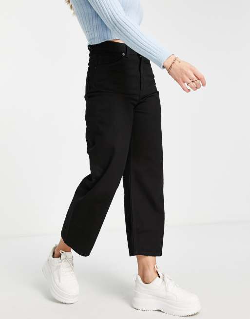 Monki Mozik wide leg cropped jeans in vintage black ASOS