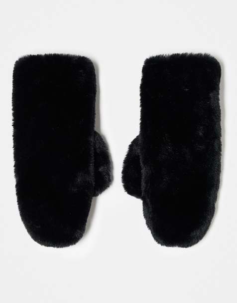 Monki - Muffole in pelliccia sintetica nera - view 1