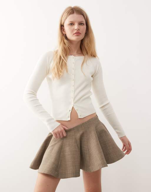 Monki – Mullvadsbrun, strukturerad minikjol, 2 av 5