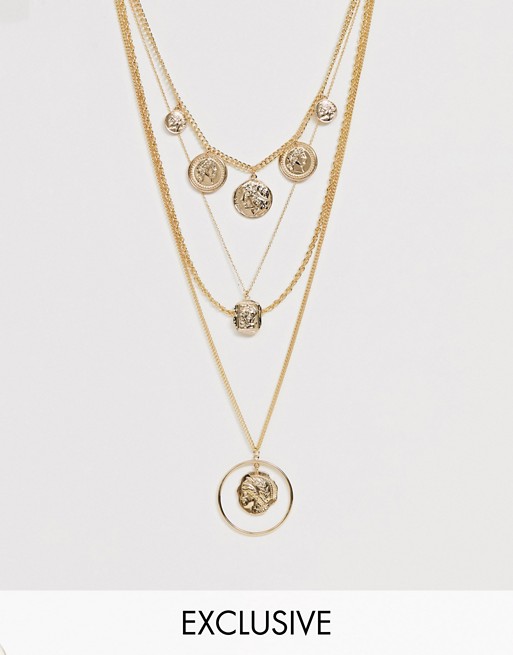 Monki multi layer necklace in gold