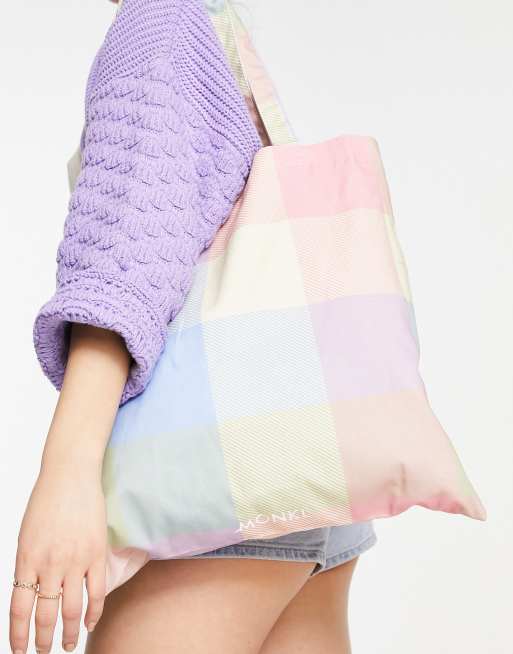 Monki - Multifarvet tote-taske med tern