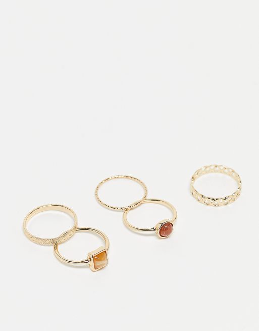 Monki multipack rings in gold ASOS