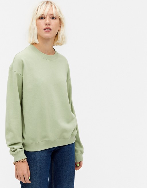 Monki Nana organic cotton sweatshirt in light green