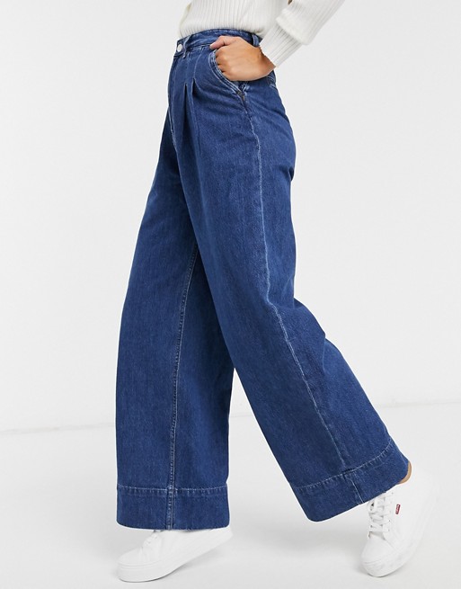 Monki Nani organic cotton wide leg jeans in medium blue