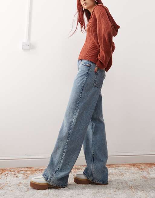 Monki - Naoki - Jeans ampi a vita bassa lavaggio blu medio, 3 di 5