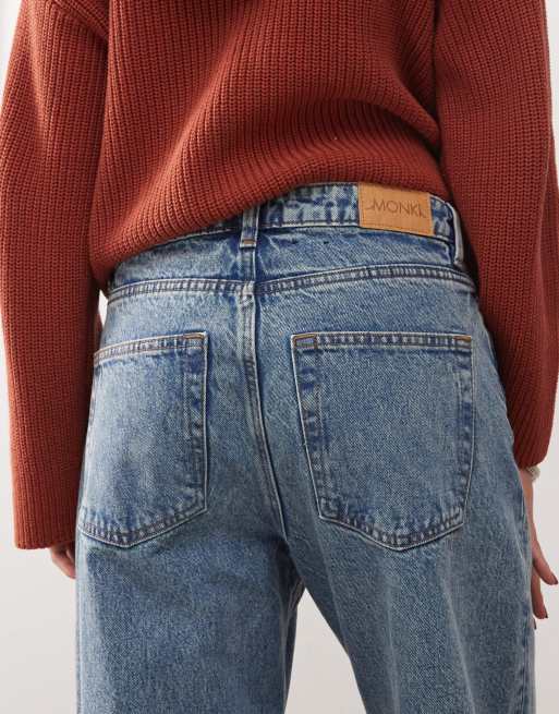 Monki - Naoki - Jeans ampi a vita bassa lavaggio blu medio, 4 di 5