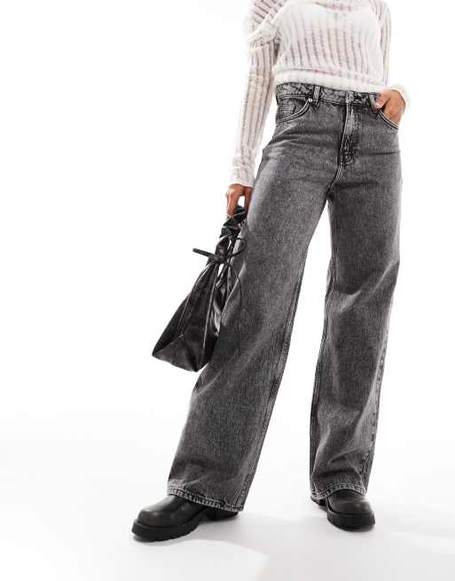 Monki – Naoki – Locker geschnittene Jeans in grauer Acid-Waschung mit niedrigem Bund, 5 von 5