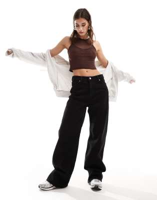 Monki Monki Naoki loose fit low rise jeans in black