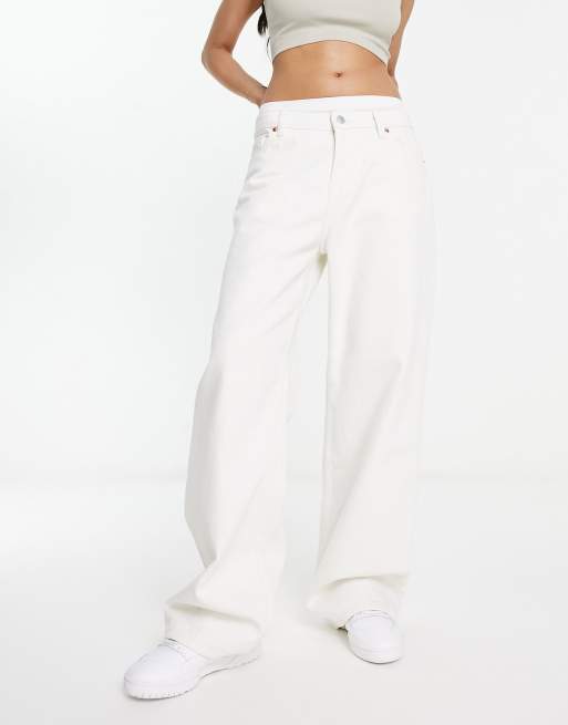 Monki Naoki loose fit low rise jeans in white | ASOS