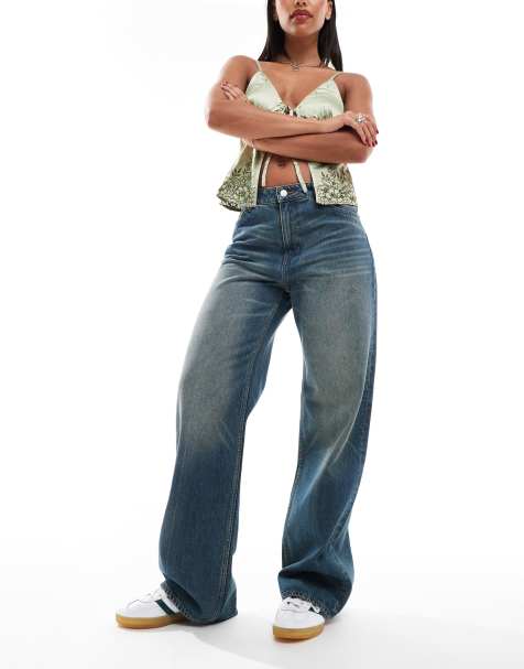 Monki - Naoki - Losse jeans met lage taille in nikki donkerblauwe wassing - view 1