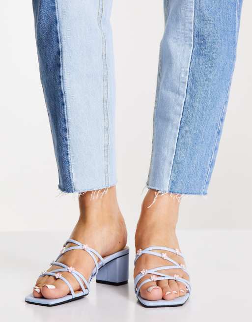 Monki Natalia daisy strap heeled sandals in blue ASOS