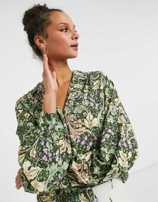 Monki Natalie blouse in leaf print | ASOS