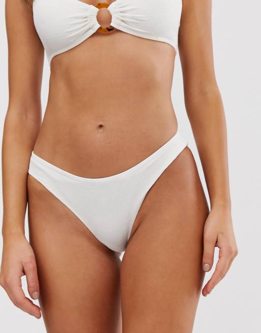  Monki – Naturvitt ribbat bikiniset med spänne, 3 av 3