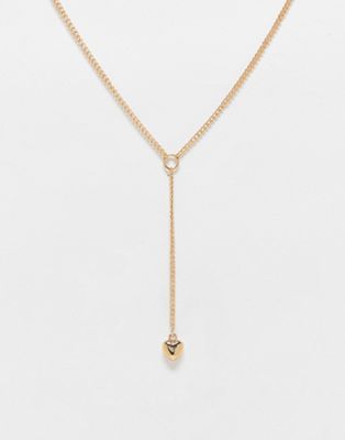 Monki necklace with heart drop chain in gold