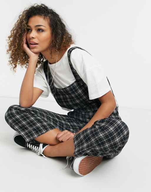 Black and white check hot sale dungarees