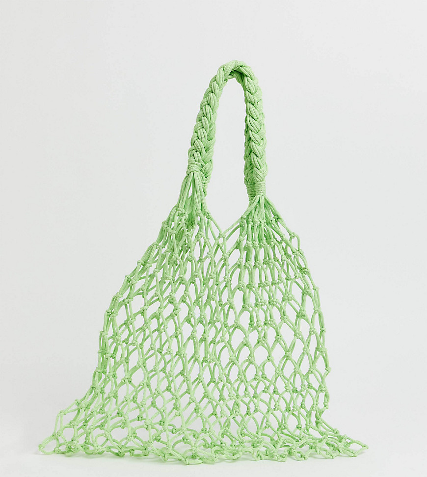 Monki net bag in lime green