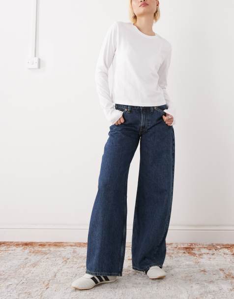 Monki – Niebieskie jeansy z szerokimi nogawkami - view 1