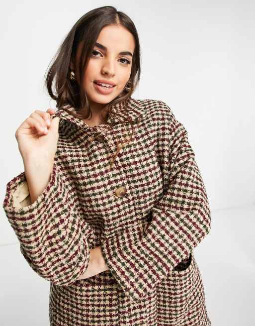 Monki check coat hotsell