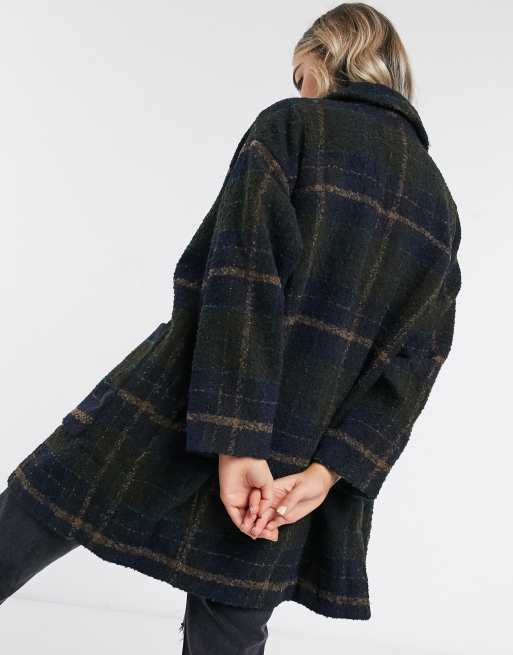 Monki nimra oversize wool check jacket in black new arrivals