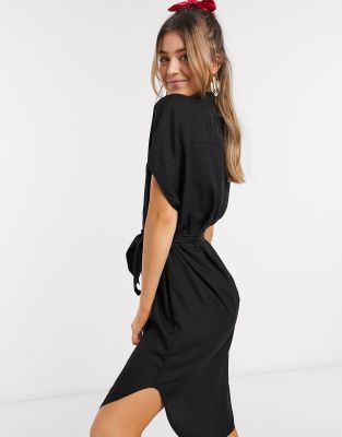 black belted dress with sleeves