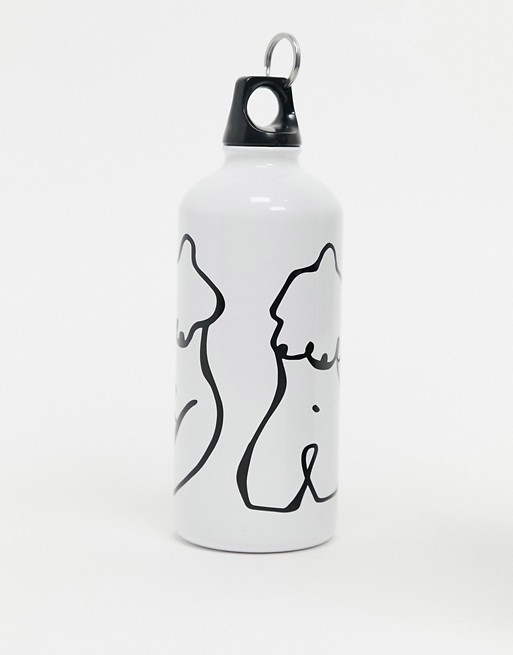 Monki Ninni stainless steel naked lady water bottle in white