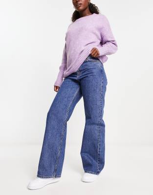 Monki Noaki Low Rise Loose Fit Jeans In La Lune-blue