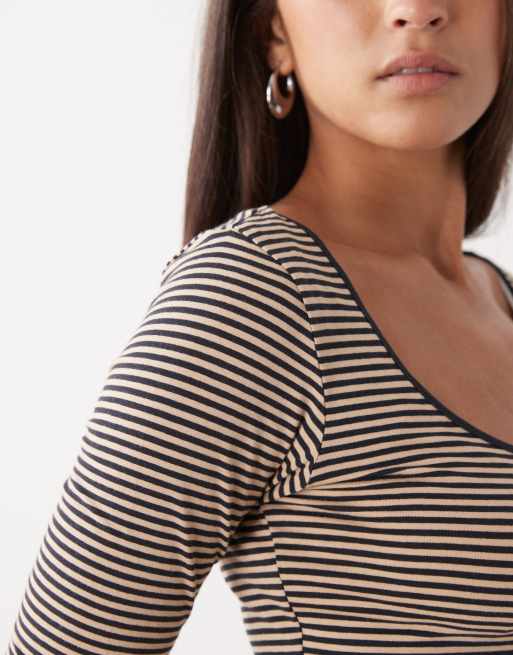 Monki Nova long sleeve top in black stripe, 4 of 4