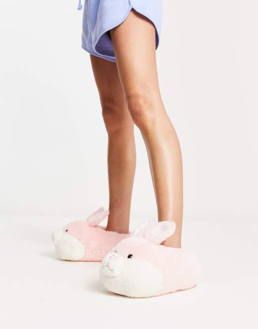 Womens pink bunny on sale slippers