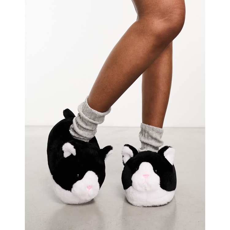 Monki novelty kitty slippers in black ASOS