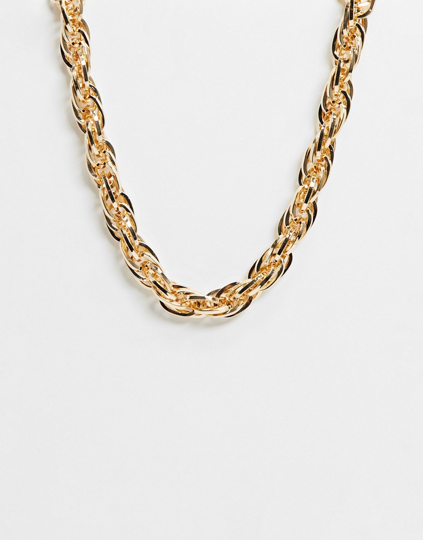 Monki Oaklynn rope twist chain necklace in gold
