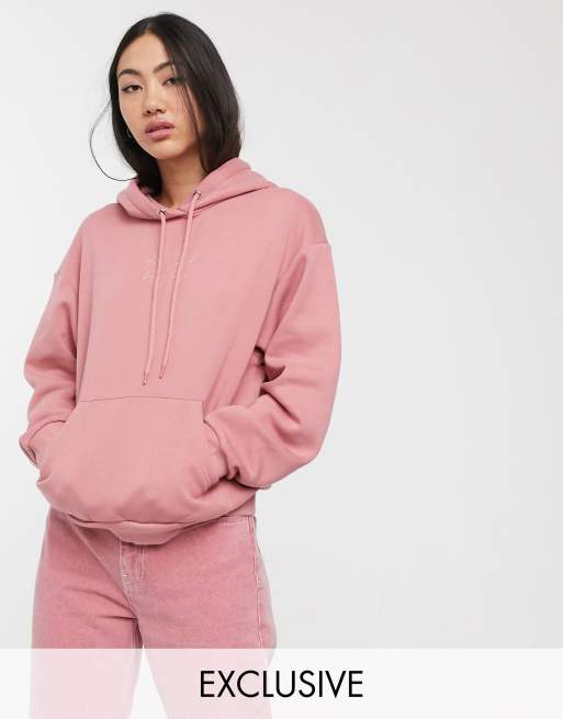 Monki Oda be good hoodie in pink | ASOS