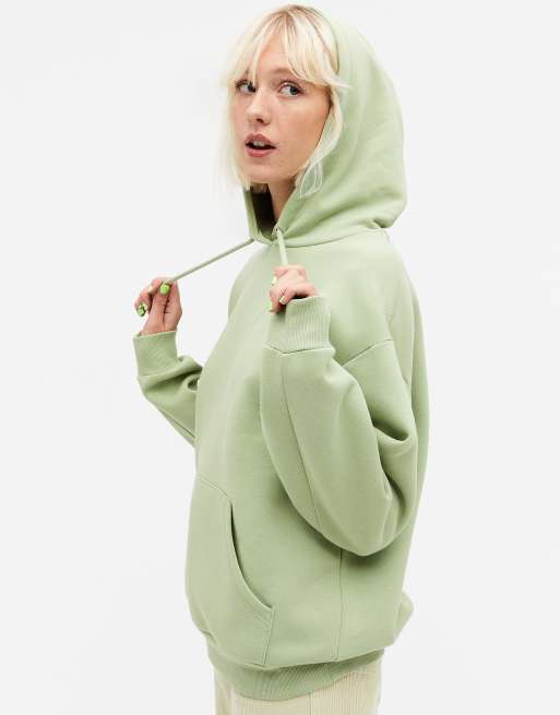 Monki Oda cotton hoodie in sage green MGREEN