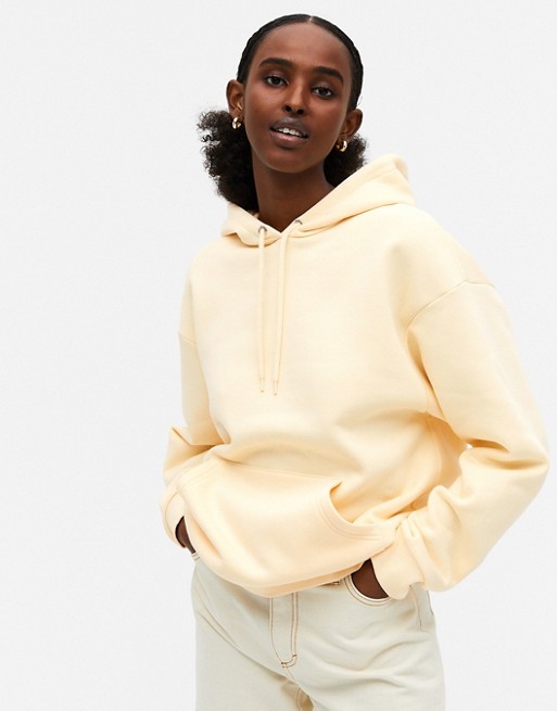 Monki Oda cotton hoodie in yellow - YELLOW