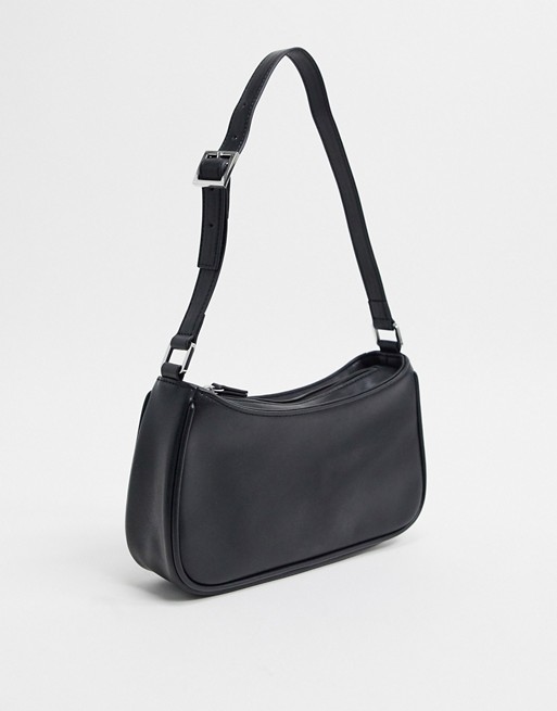 Monki Odessa faux leather shoulder bag in black