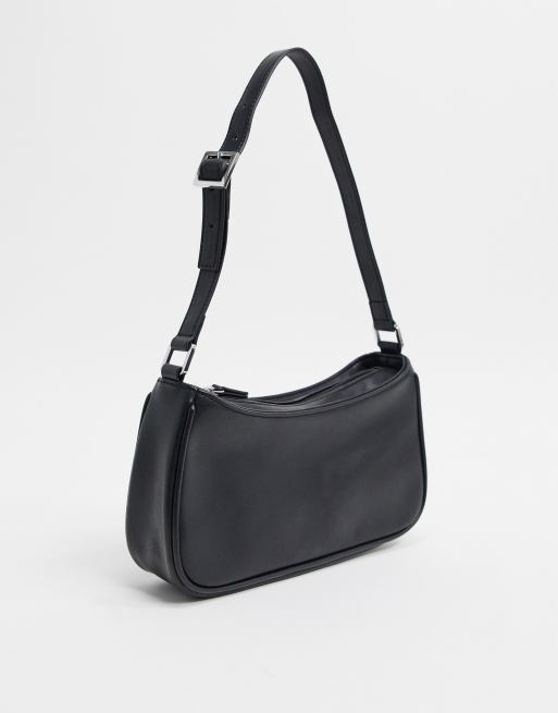 Monki Odessa faux leather shoulder bag in black