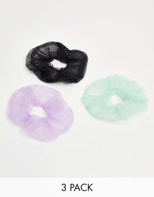 Monki - Ofelia - Pakke med 3 multifarvede scrunchies i organza