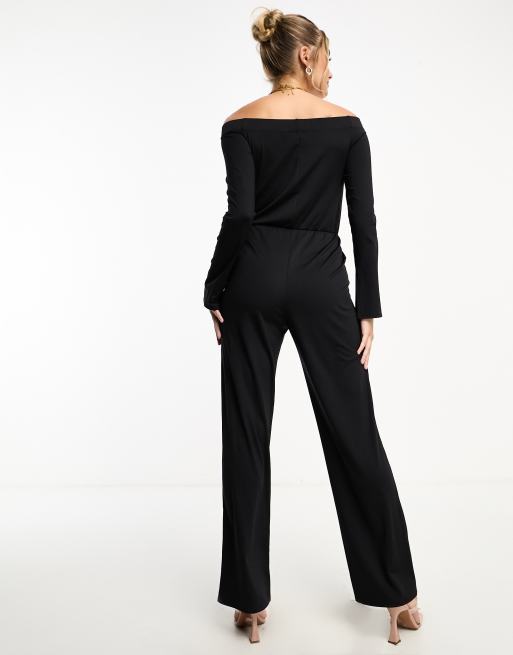 Plain off shoulder split sleeve hot sale regular jumpsuit