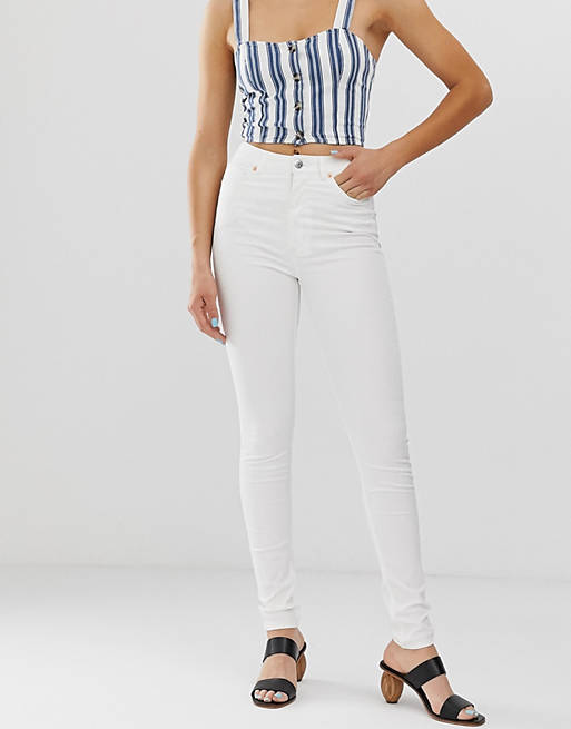Monki Oki cotton high waist skinny jeans in white - WHITE