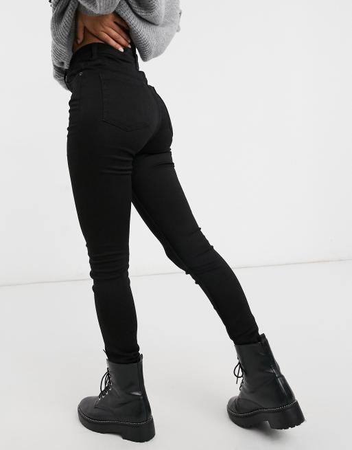 Downtown Geografi Meyella Monki Oki cotton skinny high waist jeans in black deluxe - BLACK | ASOS