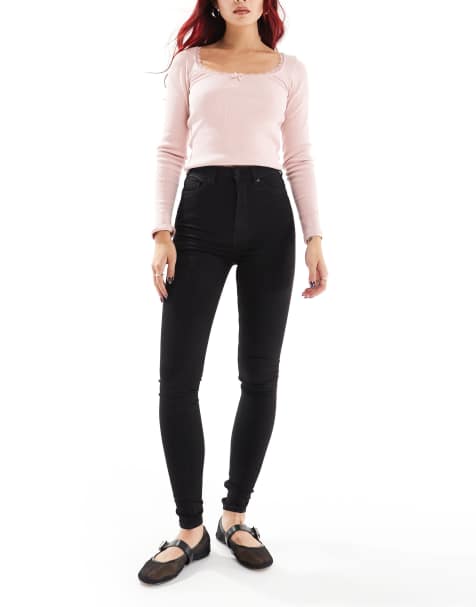 Monki – Oki – Czarne jeansy o obcisłym kroju - view 1