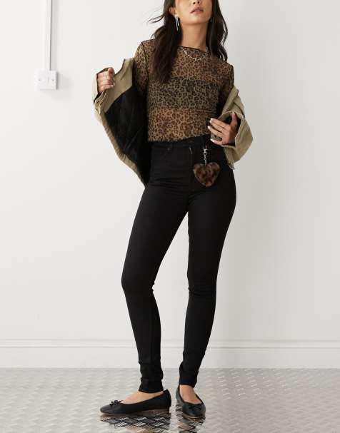 Monki Oki high rise skinny jeans in black - view 1