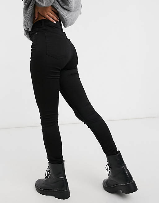  Monki Oki organic cotton skinny high waist jeans in black deluxe 