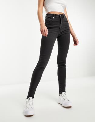 Monki Oki Skinny Jeans In Washed Black