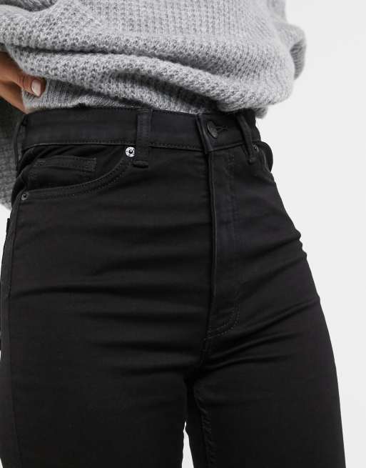 Monki – Oki – Svarta skinny jeans i bomull med hög midja - BLACK, 3 av 4