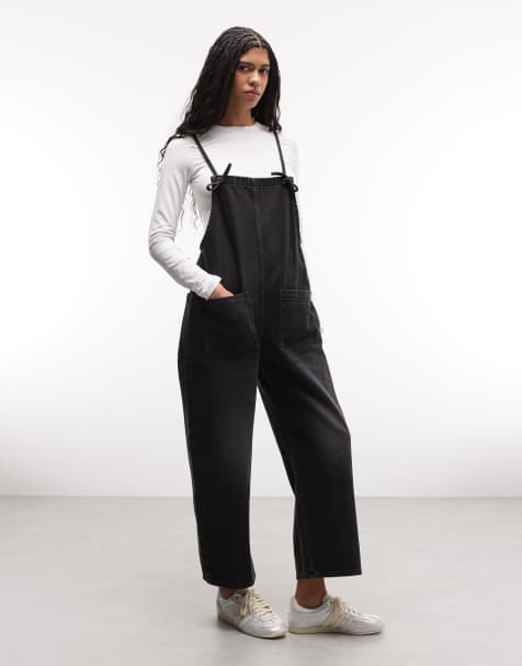 Combinaison sexy à taille haute et col en V pour femmes Jumpsuit Noir